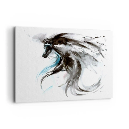 Canvastavla - Bild på duk - Svarta prinsens galopp - 120x80 cm