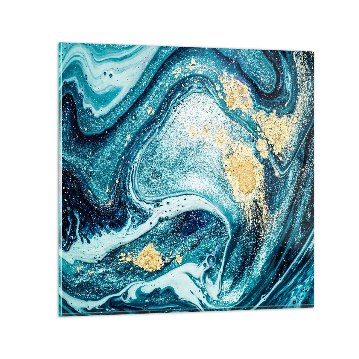 Glastavla - Bild på glas - Blå virvel - 60x60 cm