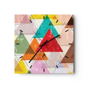 Väggklocka - Klocka på glas - Tre gånger tre - 30x30 cm