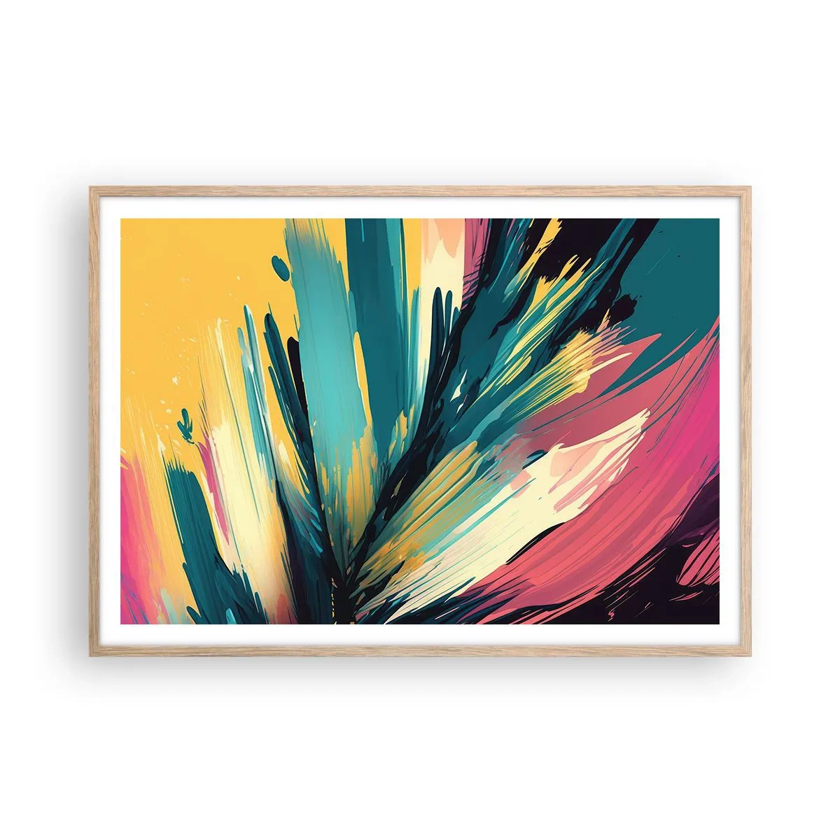 Affisch i ram av ljusek - Komposition - en explosion av glädje - 100x70 cm