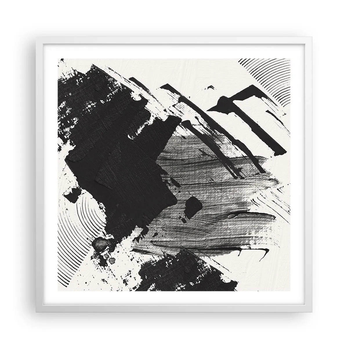 Affisch i vit ram - Abstraktion - uttrycket av svart - 60x60 cm