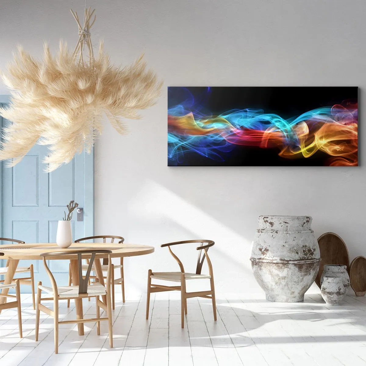 Canvastavla - Bild på duk - Dimmas regnbågsdans - 160x50 cm
