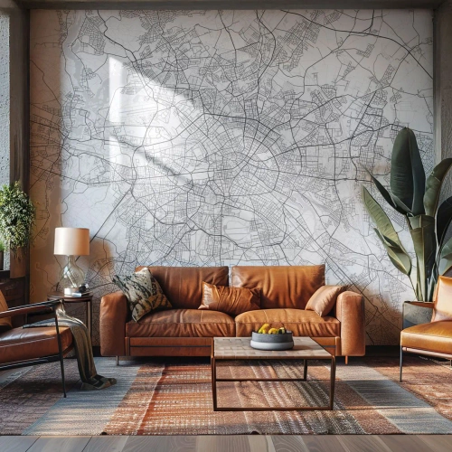 Fototapet Premium Canvas - Berlins blomma - Stad, Stadskarta, Berlin - 200x140 cm