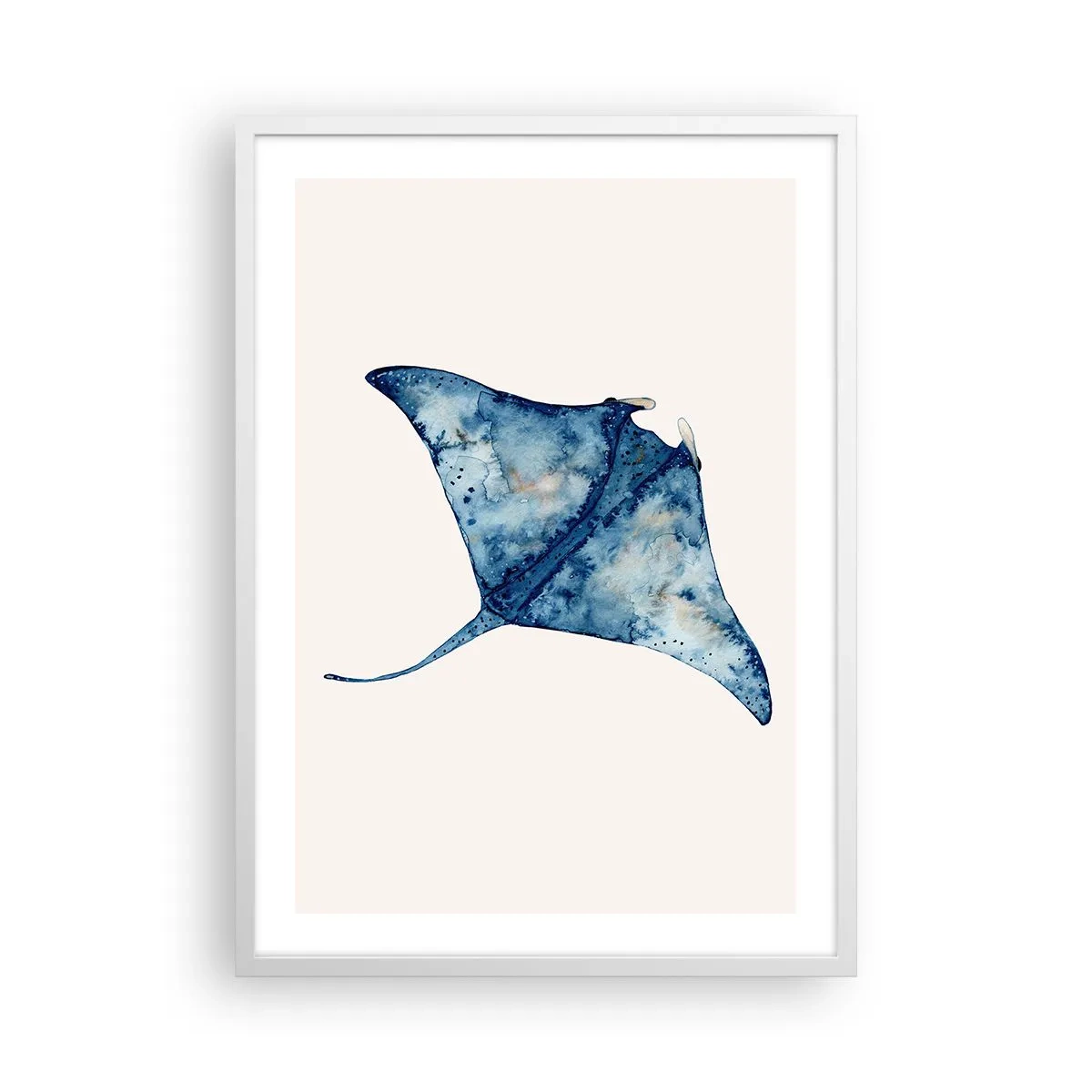 Affisch i vit ram - Liv i blått - 50x70 cm