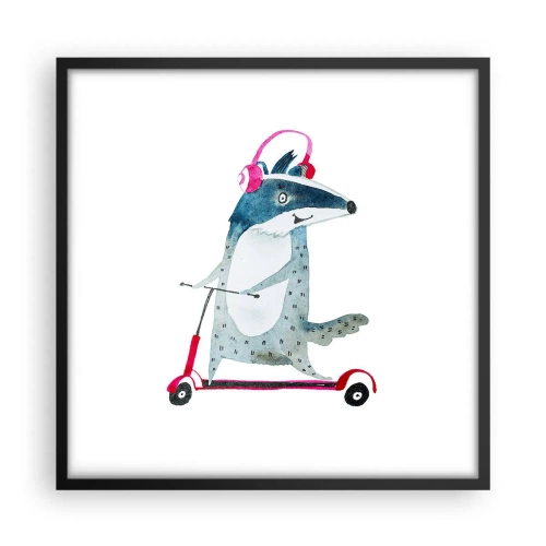 Affisch i svart ram - Grävlingens glädje - 50x50 cm