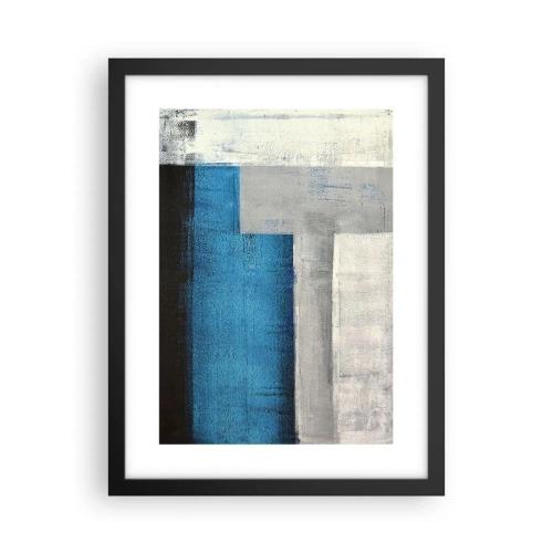 Affisch i svart ram - Poetisk komposition av grått och blått - 30x40 cm