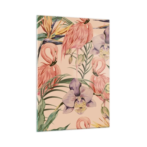 Glastavla - Bild på glas - Rosa balett i blommor - 50x70 cm
