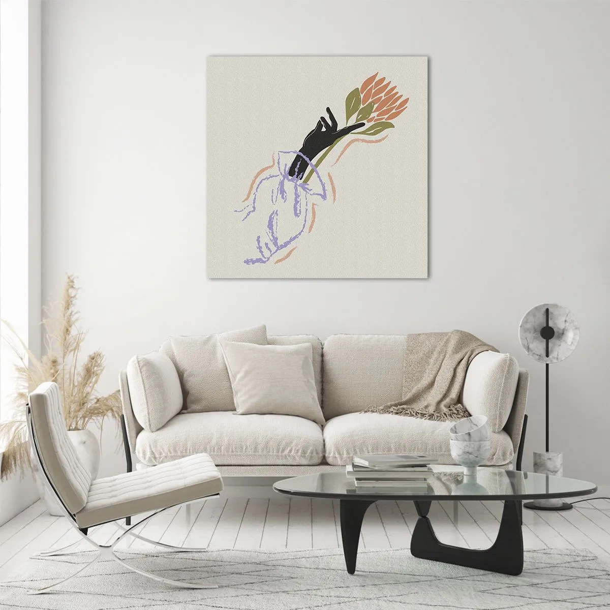 Glastavla - Bild på glas - En systerlig beröring - 70x70 cm