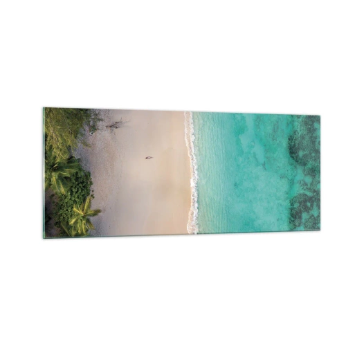 Glastavla - Bild på glas - En strand i paradiset - 100x40 cm