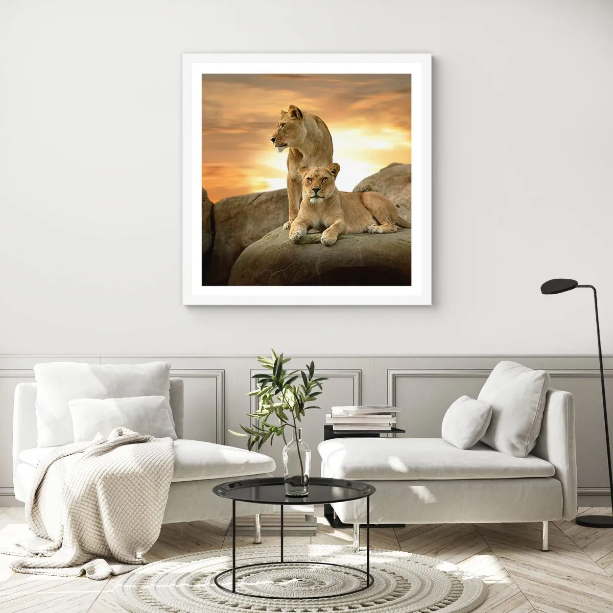 Affisch i vit ram - Kungligt majestät - 60x60 cm