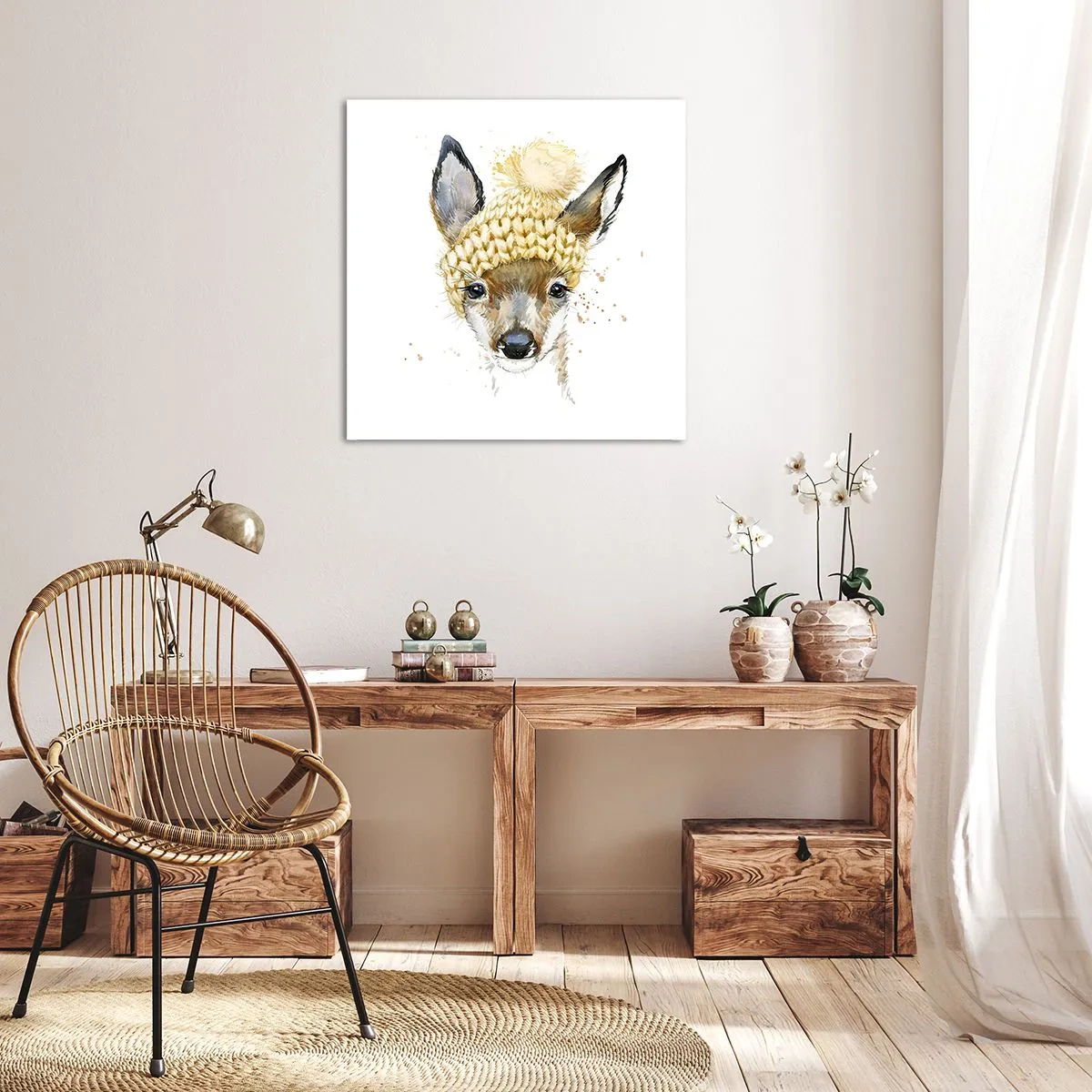 Canvastavla - Bild på duk - För vinter i insnöad skog - 60x60 cm