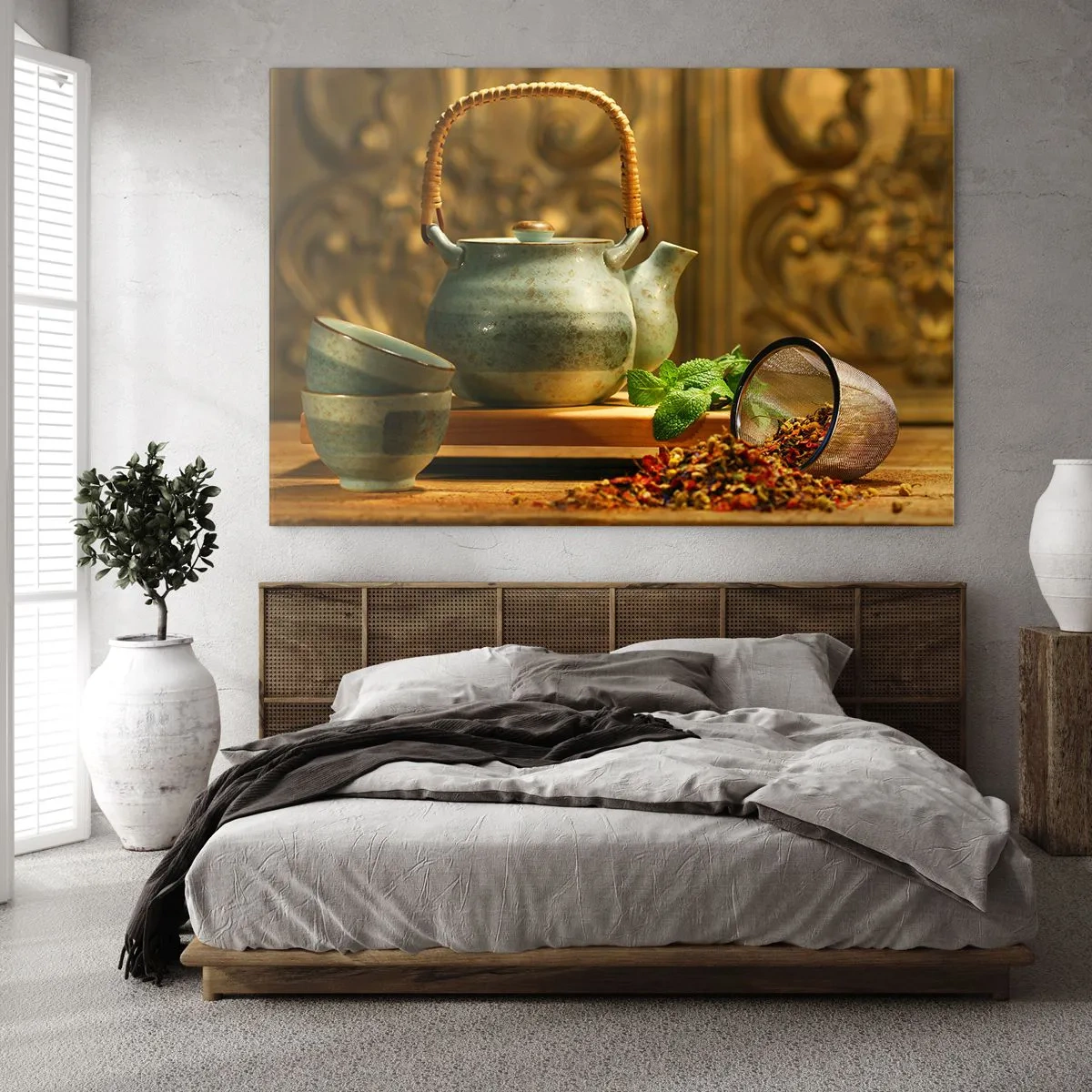 Glastavla - Bild på glas - Avhandling om tedrickande - 100x70 cm