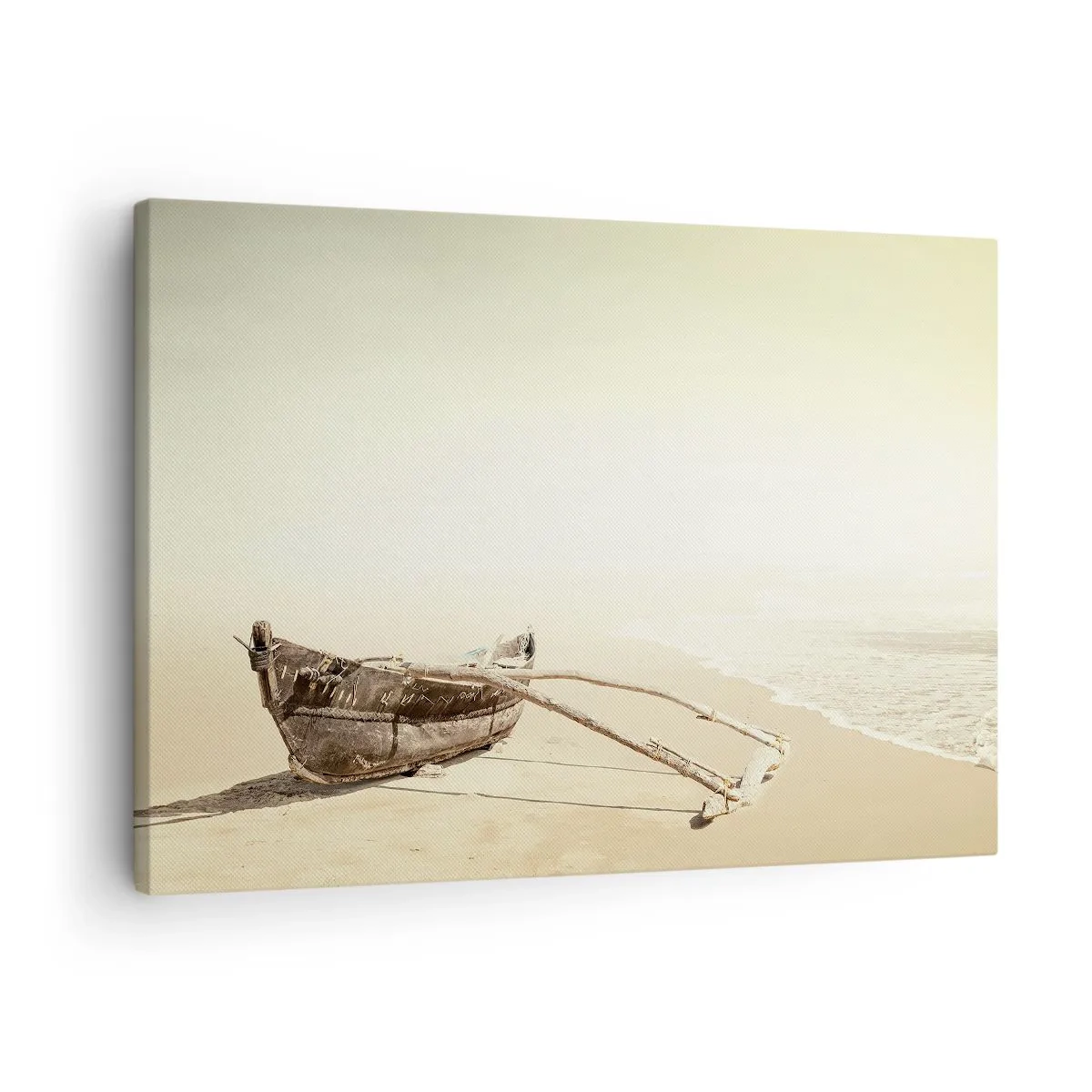 Canvastavla - Bild på duk - Gammal fiskebåt på en sandstrand - 70x50cm - Minne från sydliga hav - Modern väggdekoration för vardagsrum och sovrum ARTTOR