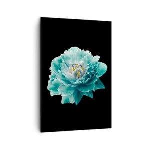 Canvastavla - Bild på duk - Blå och gyllene kronblad - 70x100 cm