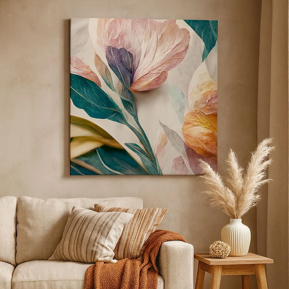 Canvastavla - Bild på duk - Blommor av de södra öarna - 30x30 cm