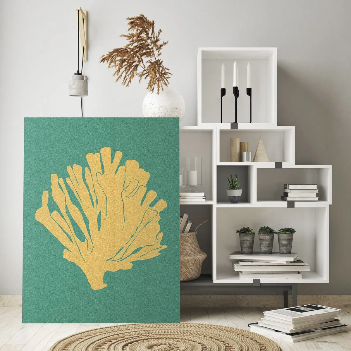 Glastavla - Bild på glas - En buske av undervattensskog - 50x70 cm