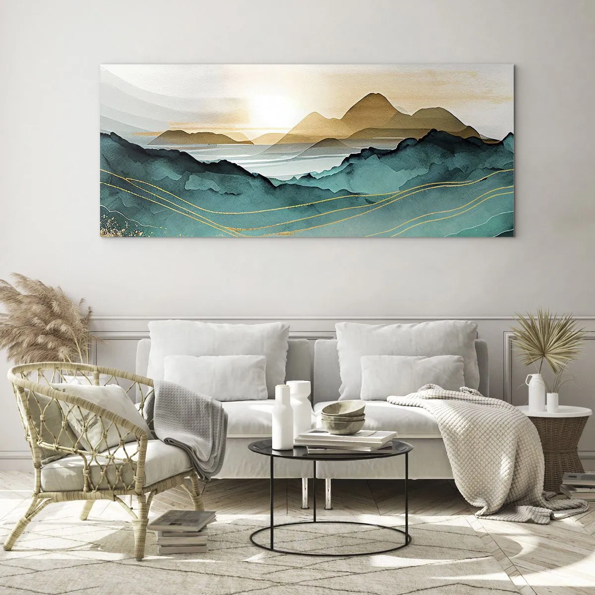 Glastavla - Bild på glas - På gränsen till abstraktion - landskap - 100x40 cm