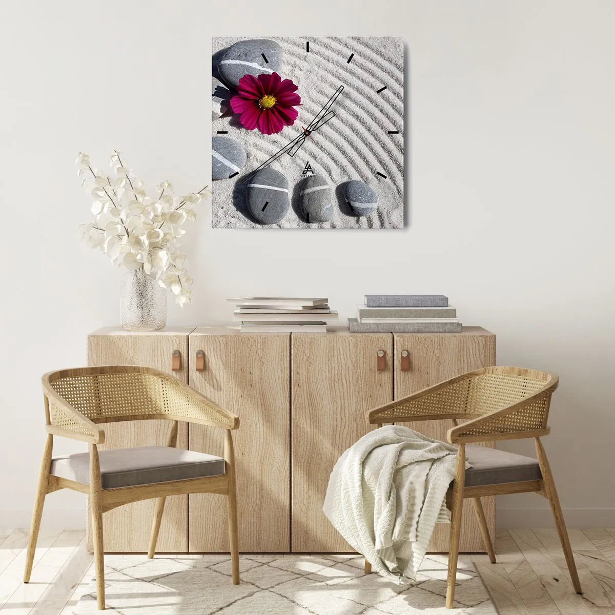 Väggklocka - Klocka på glas - Den magiska naturkretsens energi och lugn - 40x40 cm