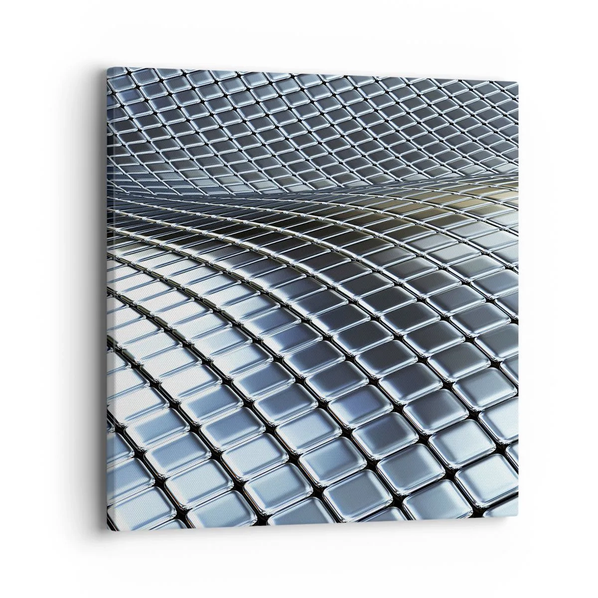 Canvastavla - Bild på duk - Metallisk silver våg - 40x40 cm