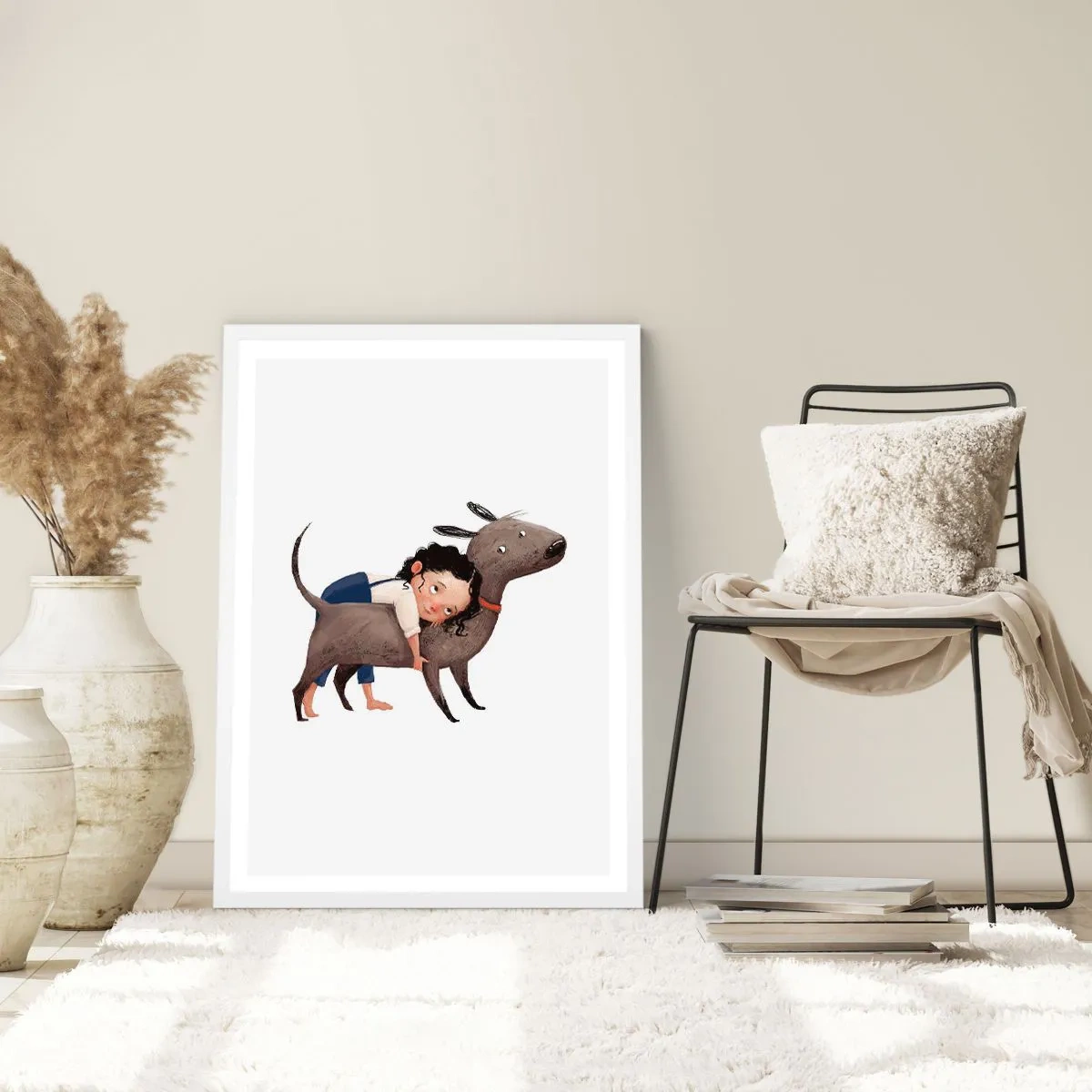 Affisch i vit ram - Bästa vänner - 70x100 cm