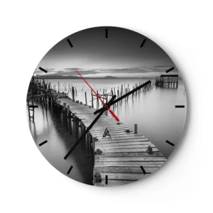 Väggklocka - Klocka på glas - Den glömda strandens ro - 40x40 cm