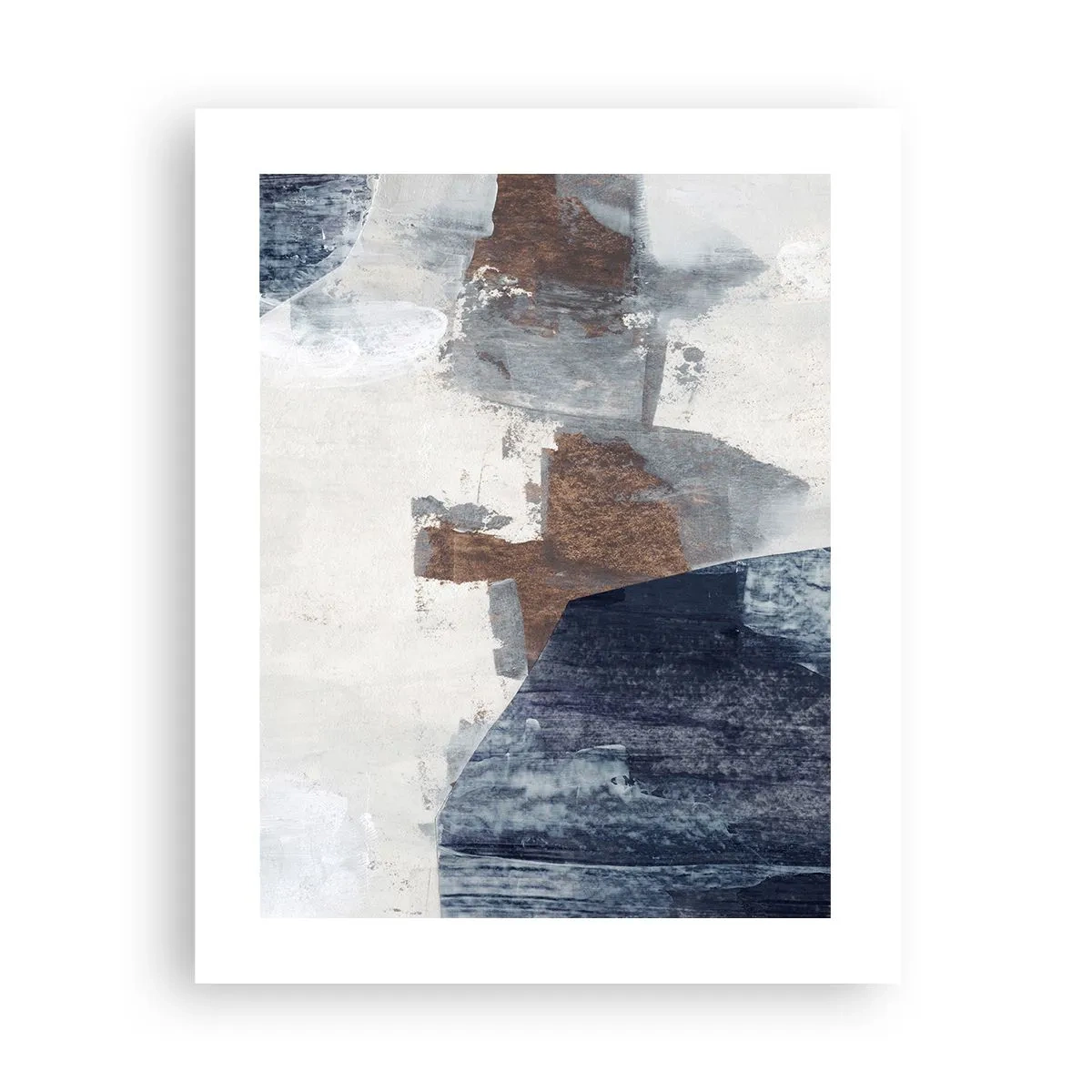 Affisch - Blåbruna former - 40x50 cm