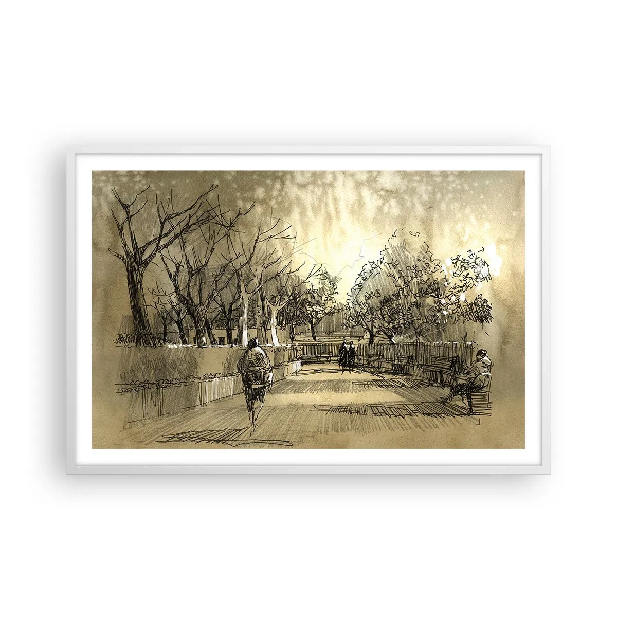 Affisch i vit ram - En stund fångad med penna - 91x61 cm
