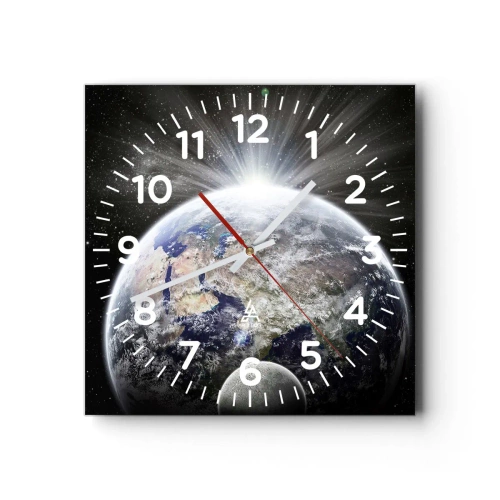 Väggklocka - Klocka på glas - I fullt sken - 30x30 cm