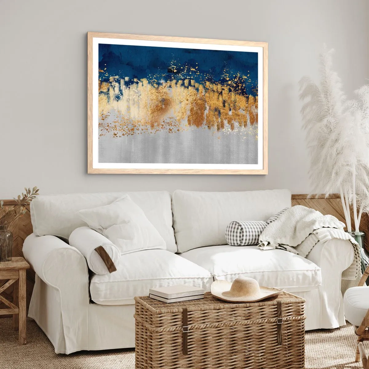 Affisch i ram av ljusek - Modern komposition med blixt - 100x70 cm