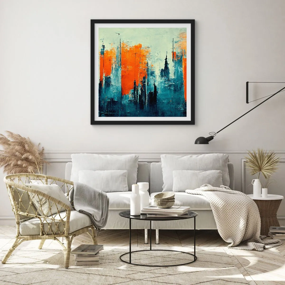 Affisch i svart ram - Modernt landskap - 30x30 cm