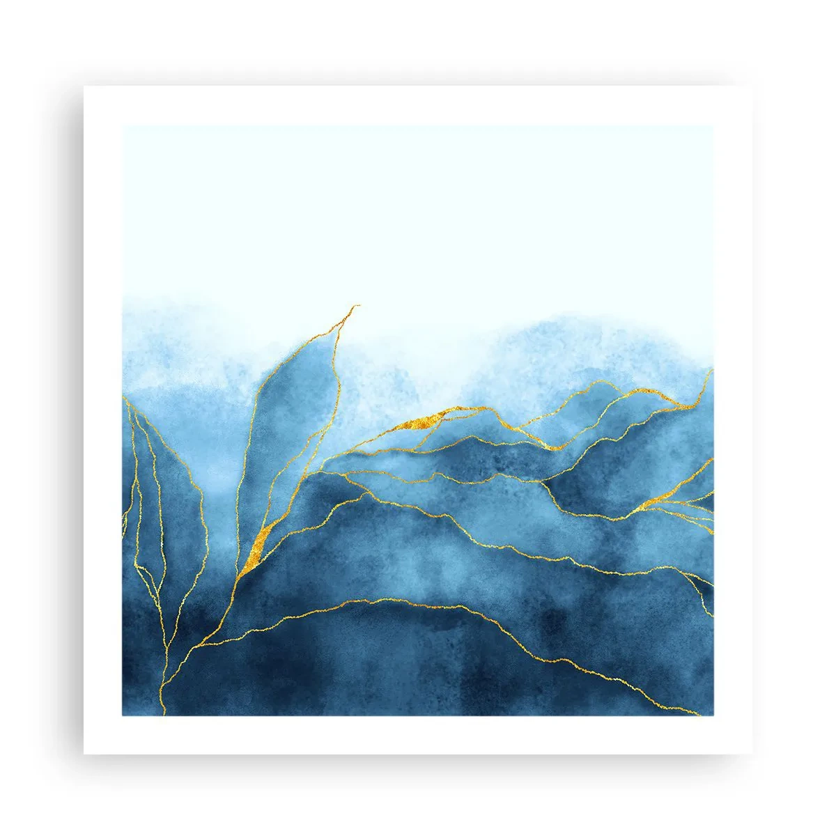 Affisch - Blått i guld - 60x60 cm
