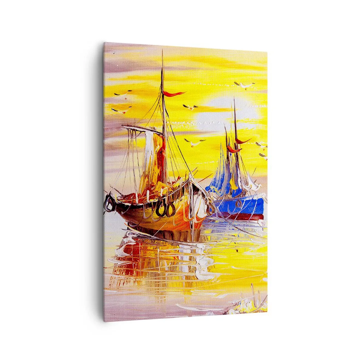 Canvastavla - Bild på duk - Välförtjänt vila i hamnen - 80x120 cm