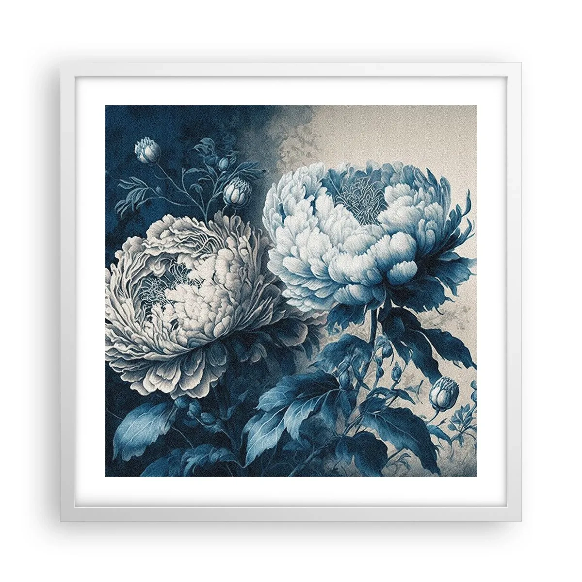 Affisch i vit ram - Ett väl matchat par - 50x50 cm