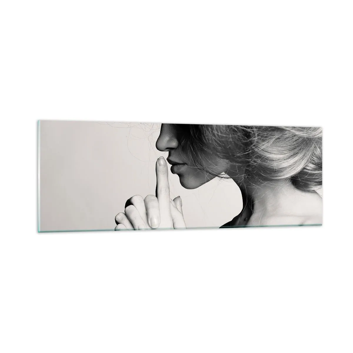 Glastavla - Bild på glas - Lyssnar på sig själv - 90x30 cm