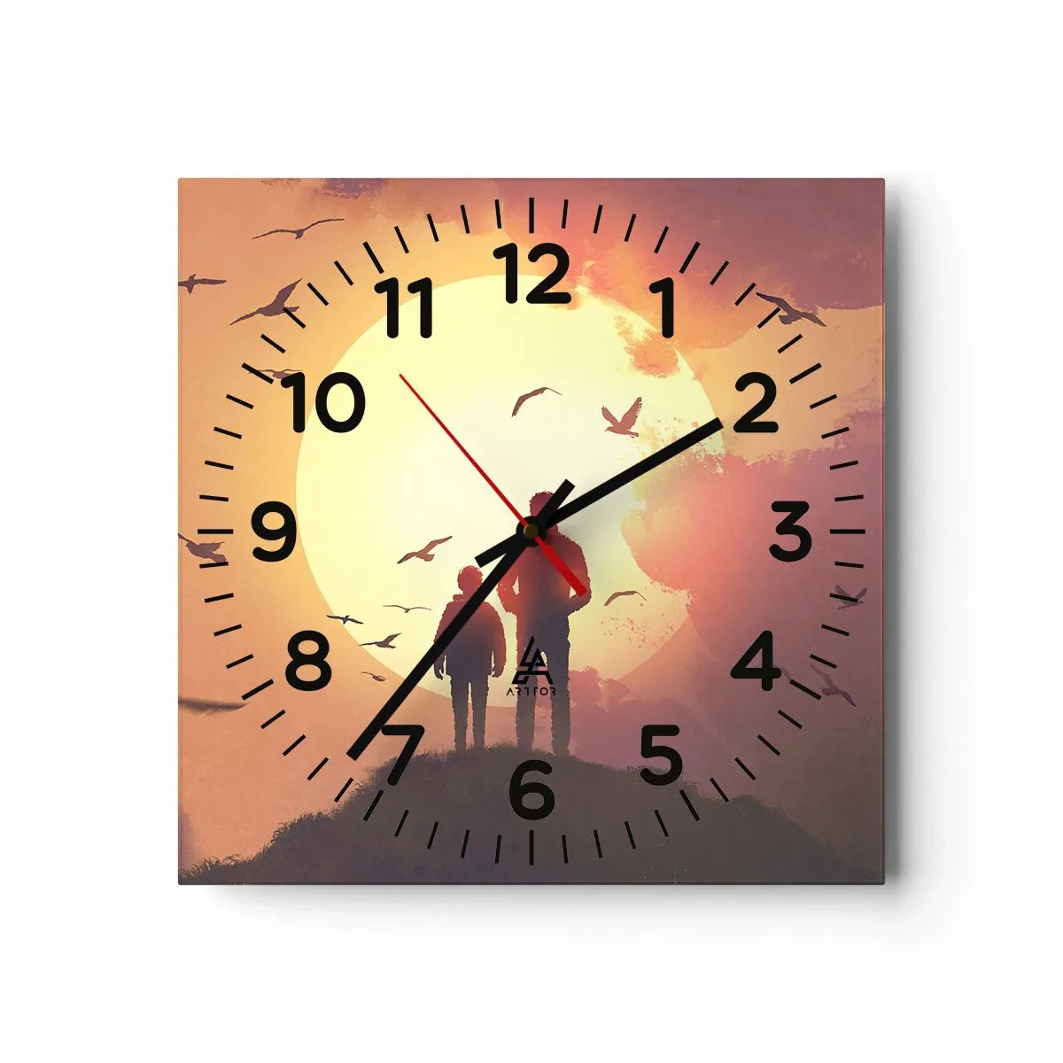 Väggklocka - Klocka på glas - Öga mot öga med solen - 30x30 cm