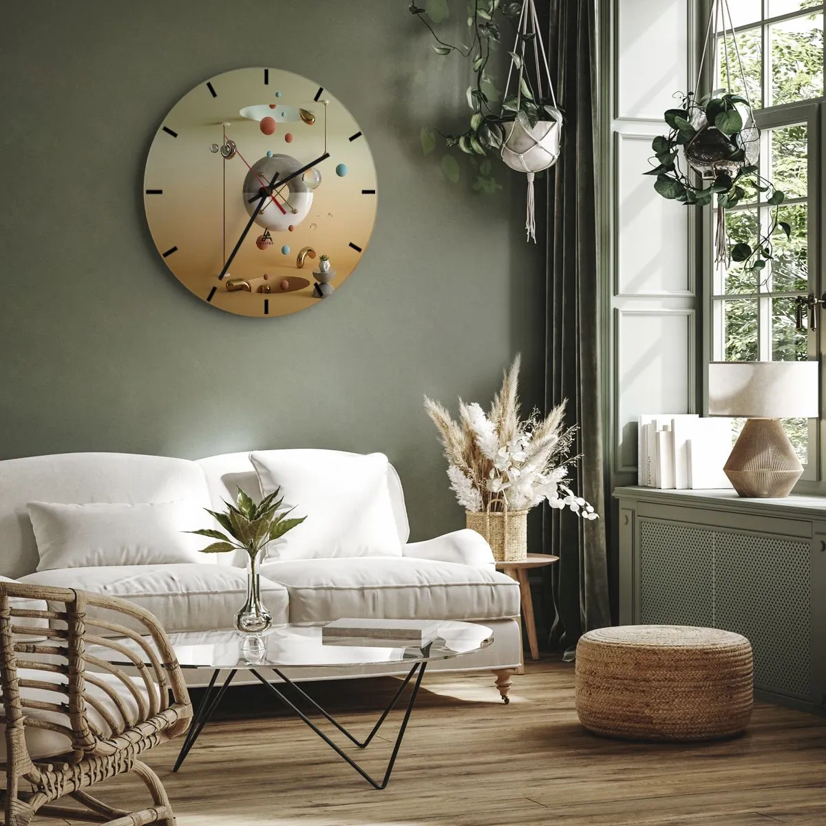 Väggklocka - Klocka på glas - Vad som helst kan hända - 40x40 cm