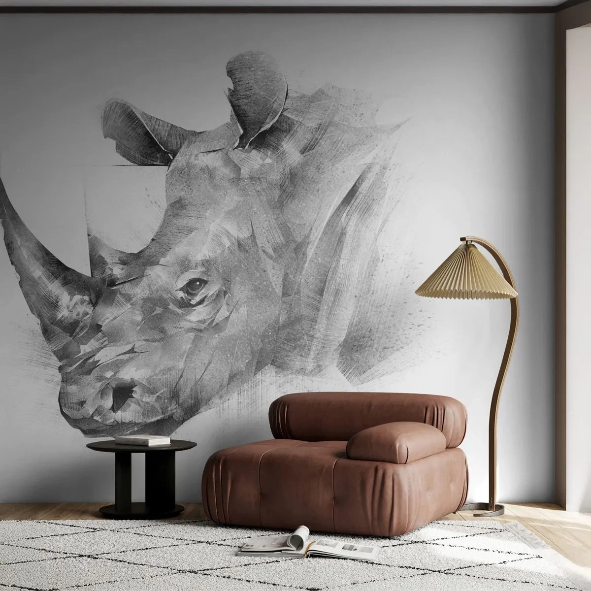 Fototapet Standard Eco - Afrikansk porträtt - Abstraktion, Noshörning, Djur - 400x280 cm