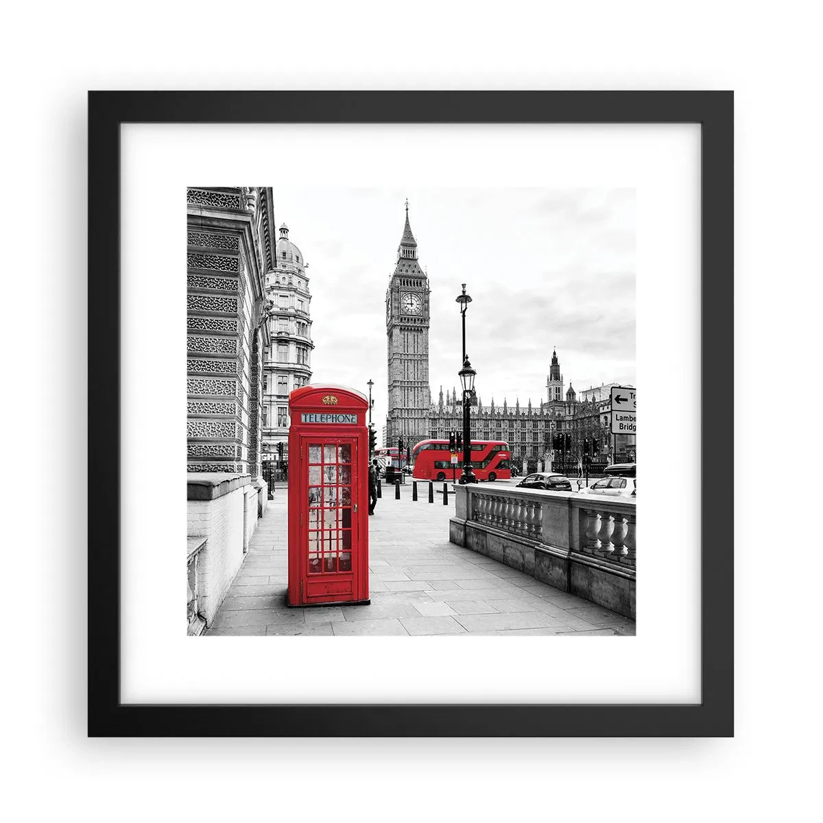 Affisch i svart ram - London utan tvekan - 30x30 cm