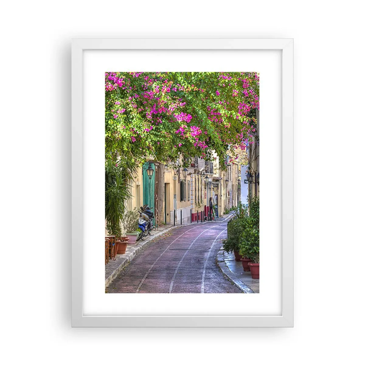 Affisch i vit ram - Blommande gata - 30x40 cm