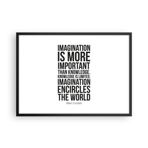 Affisch i svart ram - Einstein om fantasins styrka - 70x50 cm