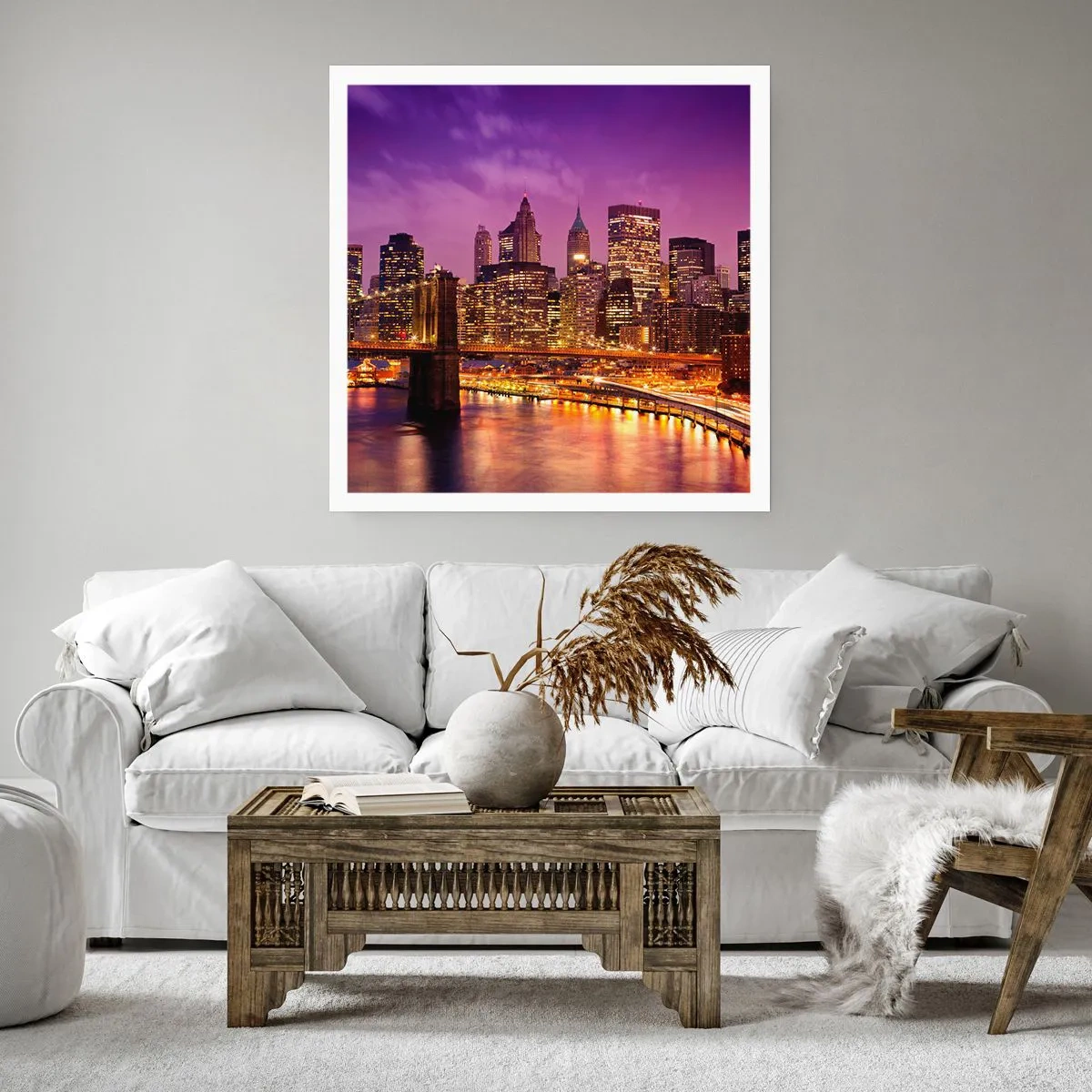 Affisch - Manhattan i violett och guld - 30x30 cm