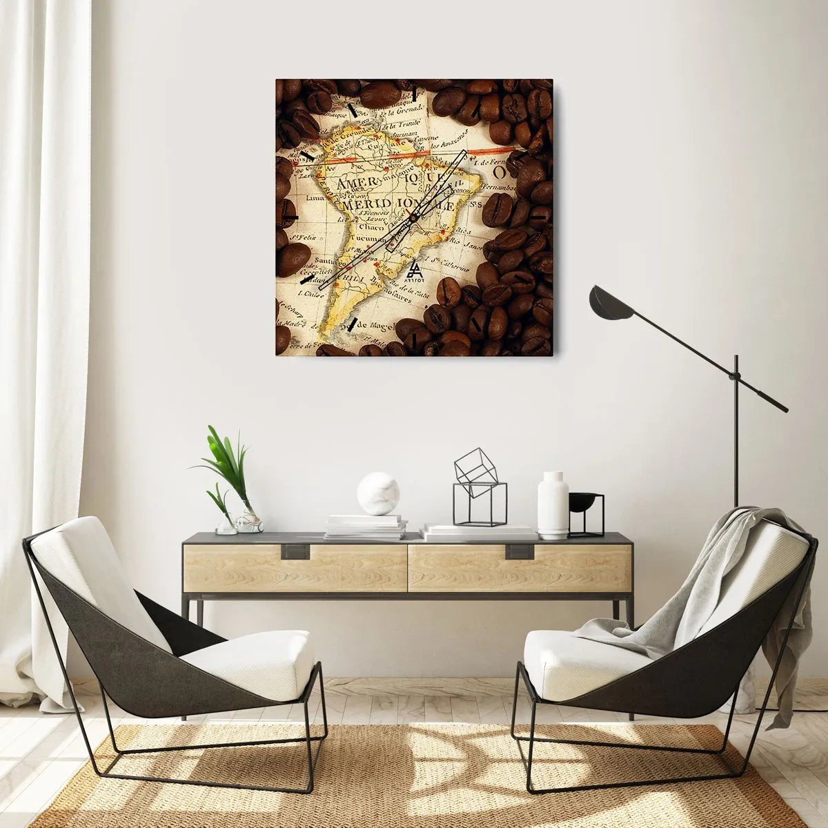 Väggklocka - Klocka på glas - Varifrån kommer det bästa kaffet? - 30x30 cm