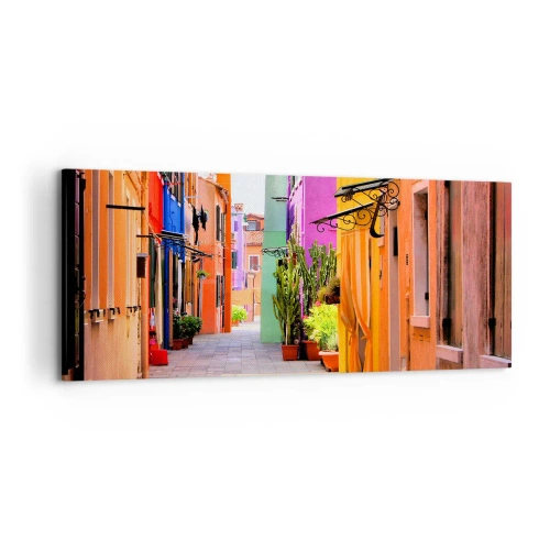 Canvastavla - Bild på duk - Regnbågsgränd - 120x50 cm