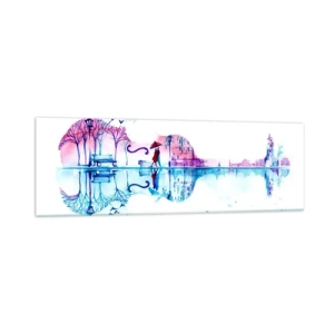 Glastavla - Bild på glas - Regnmusik - 160x50 cm