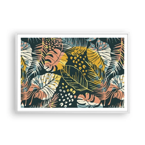 Affisch i vit ram - Lövfantasi - 100x70 cm