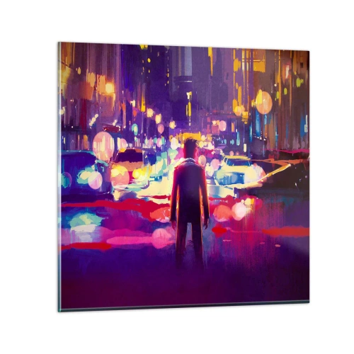 Glastavla - Bild på glas - Doppad i ljuset - 60x60 cm