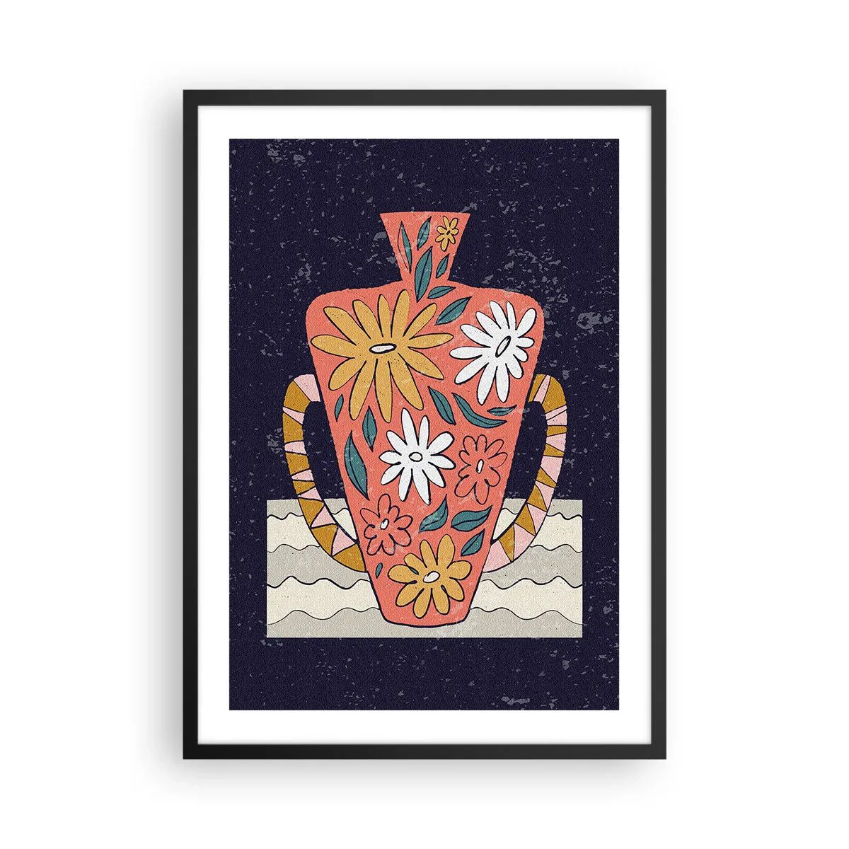 Affisch i svart ram - Målad kanna - 50x70 cm