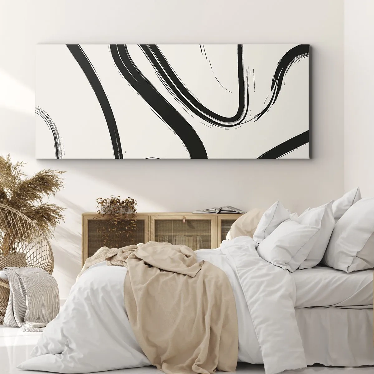 Canvastavla - Bild på duk - Svart och vit elegans - 100x40 cm