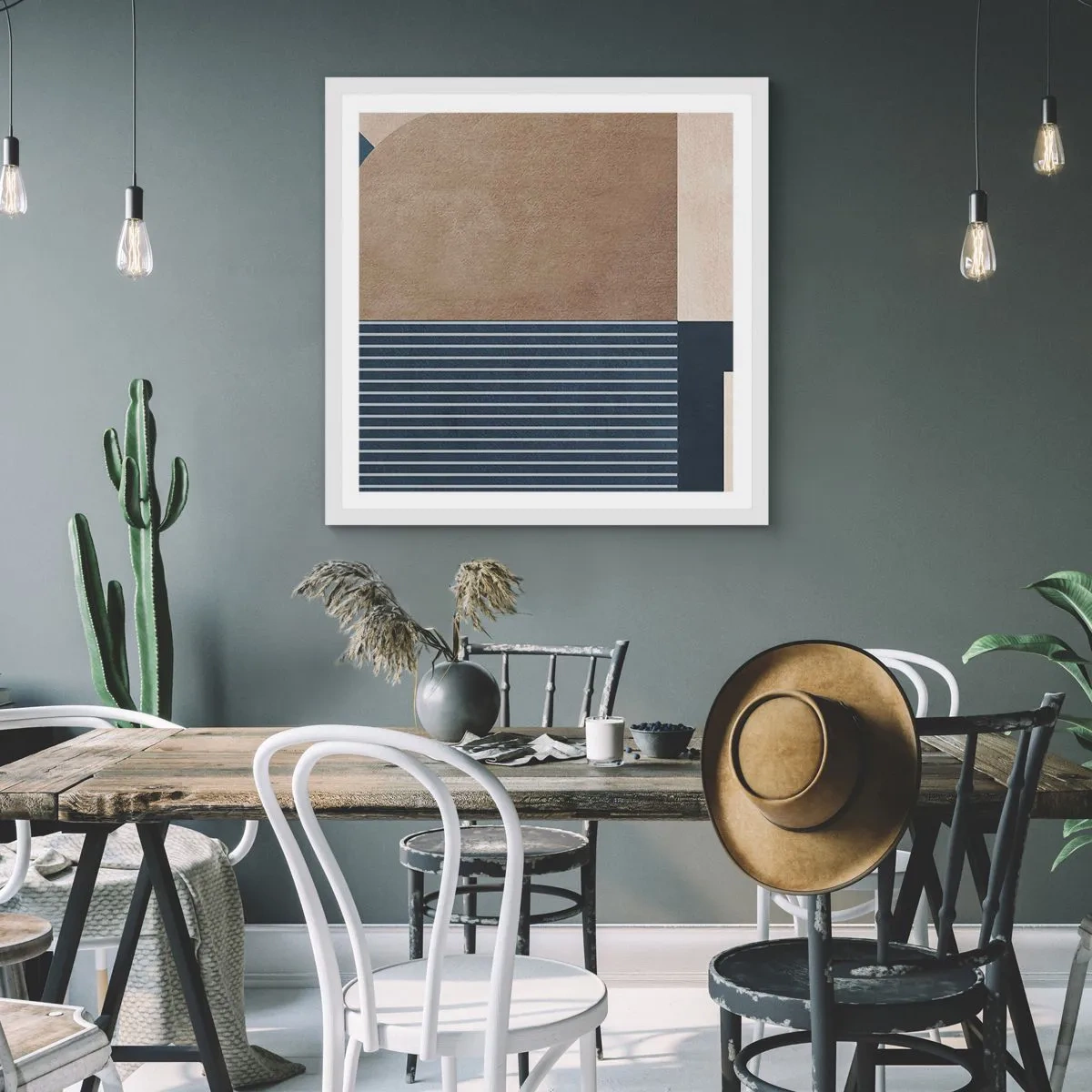 Affisch i vit ram - Komposition av enkelhet och rundhet - 30x30 cm