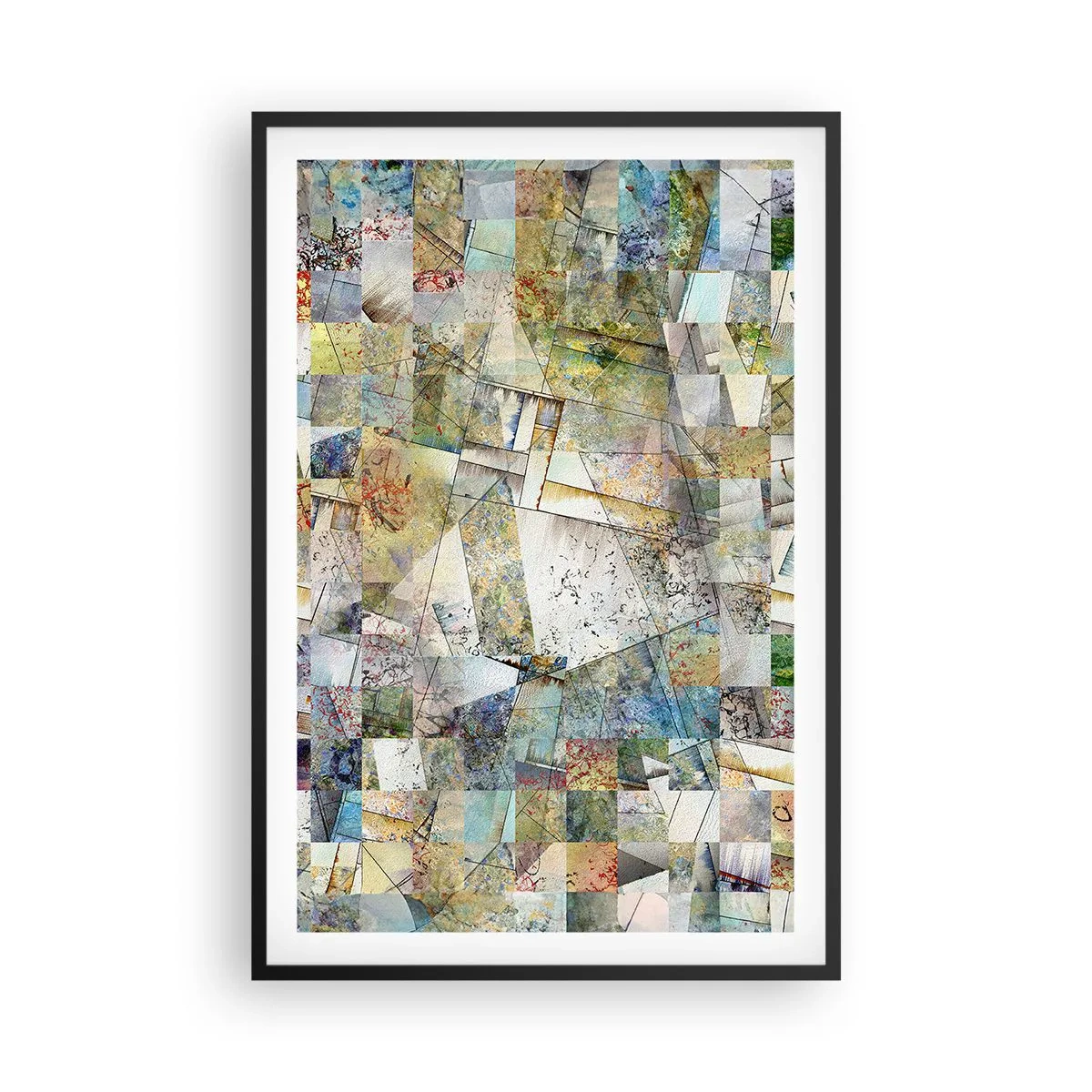 Affisch i svart ram - Geometrisk omblandning - 61x91 cm